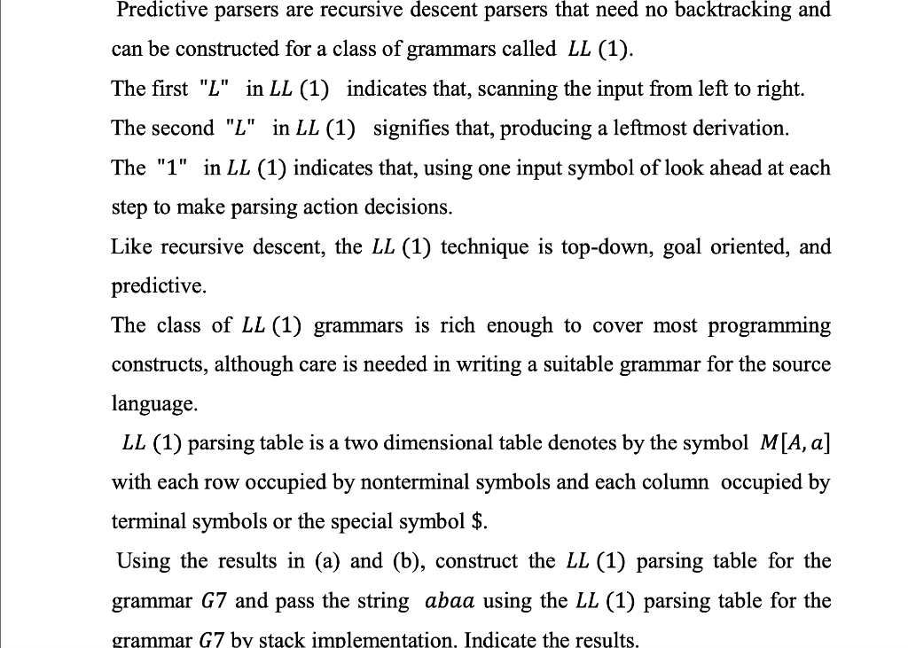 Solved Predictive Parsers Are Recursive Descent Parsers That Chegg