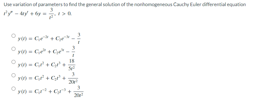 Solved Use Variation Of Parameters To Find The General