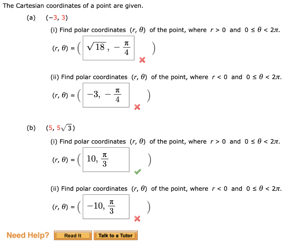 Solved The Cartesian Coordinates Of A Point Are Given A Chegg