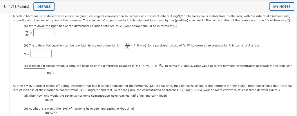 Solved Points Details My Notes A Certain Hormone Chegg