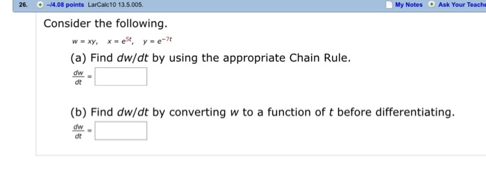 Solved My Notes Ask Your Teach 26 14 08 Points LarCalc 10 Chegg