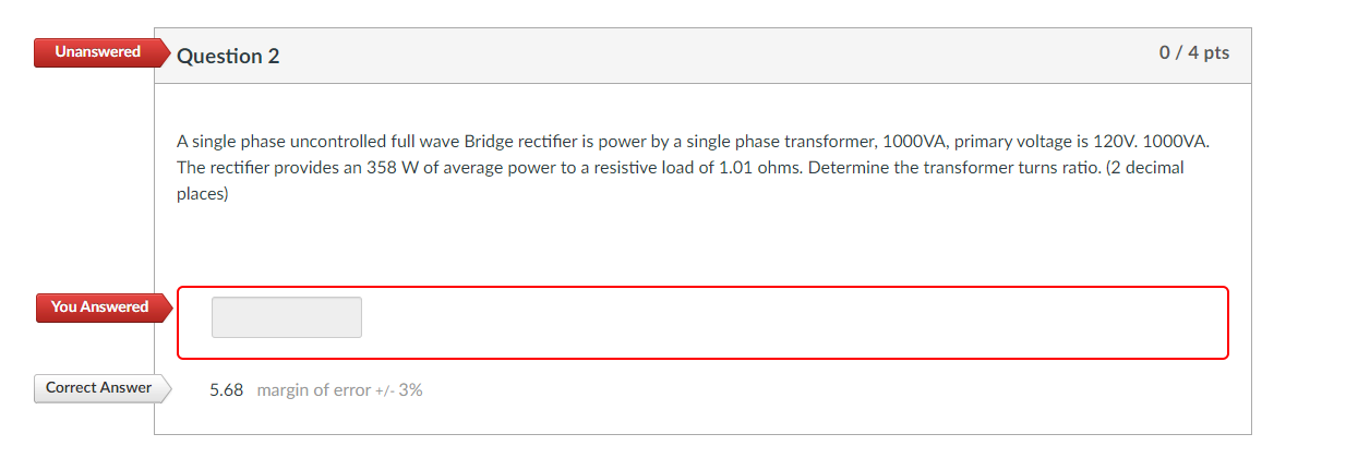 Solved A Single Phase Uncontrolled Full Wave Bridge Chegg