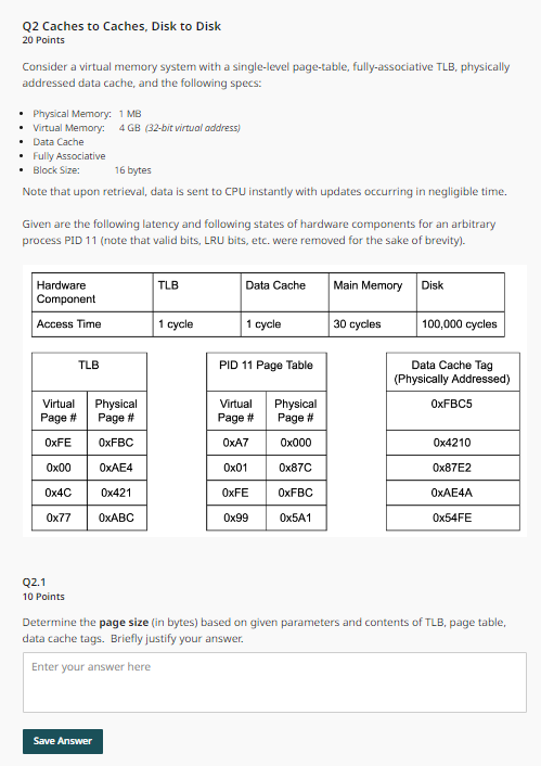 Solved Q2 Caches To Caches Disk To Disk 20 Points Consider Chegg