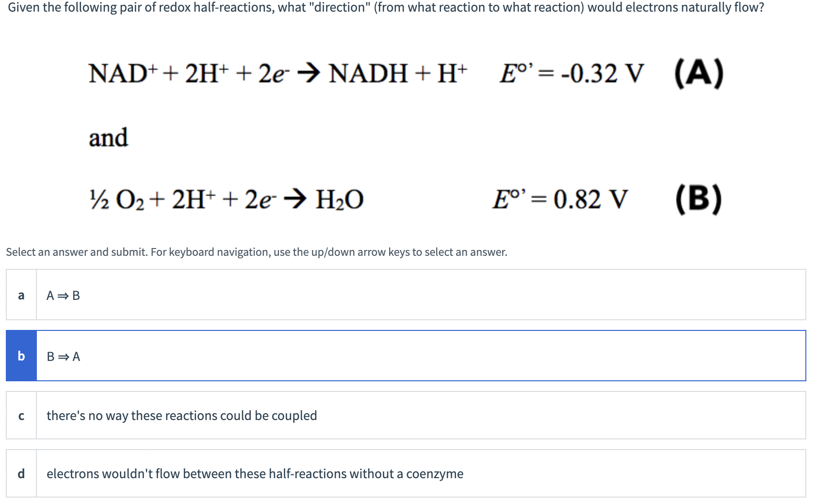 Solved Given The Following Pair Of Redox Half Reactions Chegg