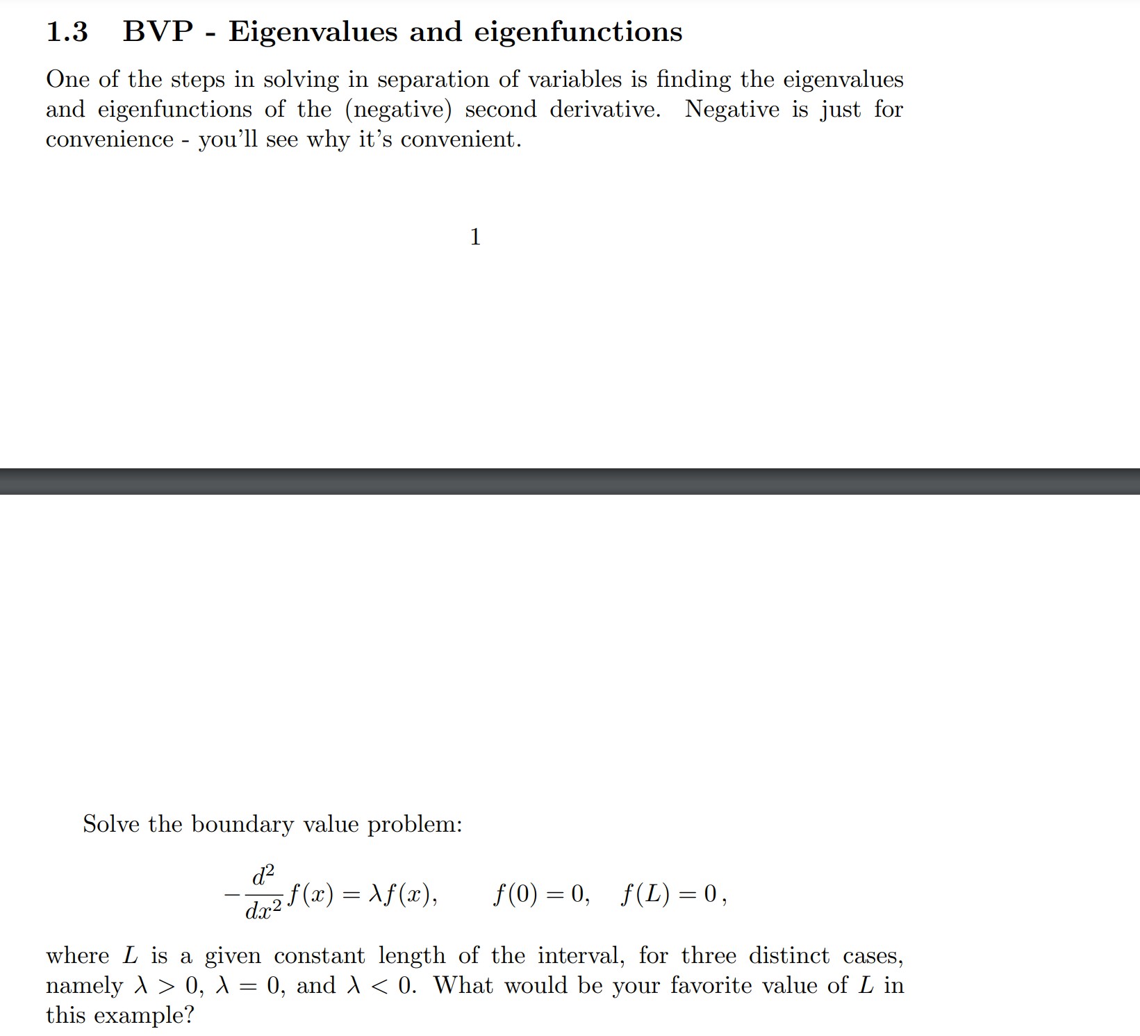 Solved 1 3 BVP Eigenvalues And Eigenfunctions One Of The Chegg