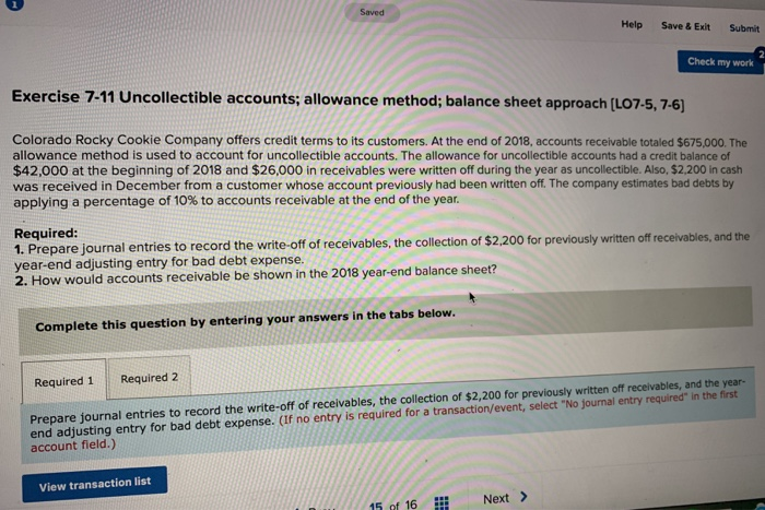 Solved Saved Help Save Exitsubmit Check My Work Exercise Chegg