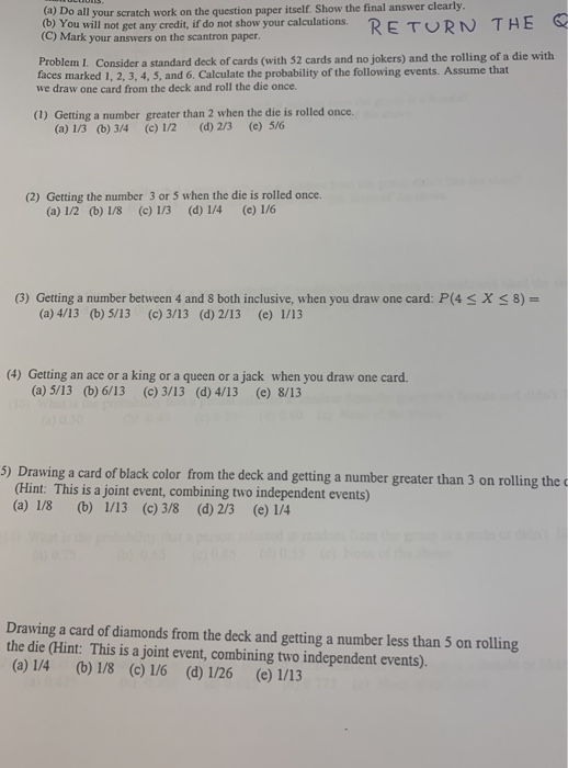 Solved A Do All Your Scratch Work On The Question Paper Chegg