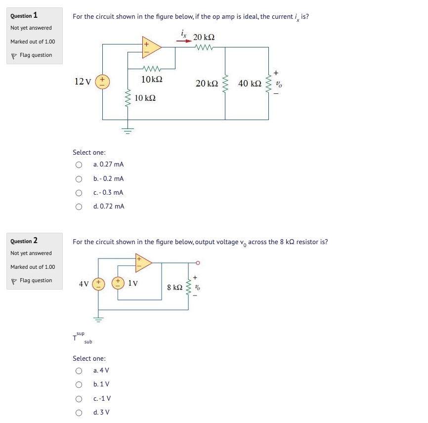 Solved For The Circuit Shown In The Figure Below If The Op Chegg