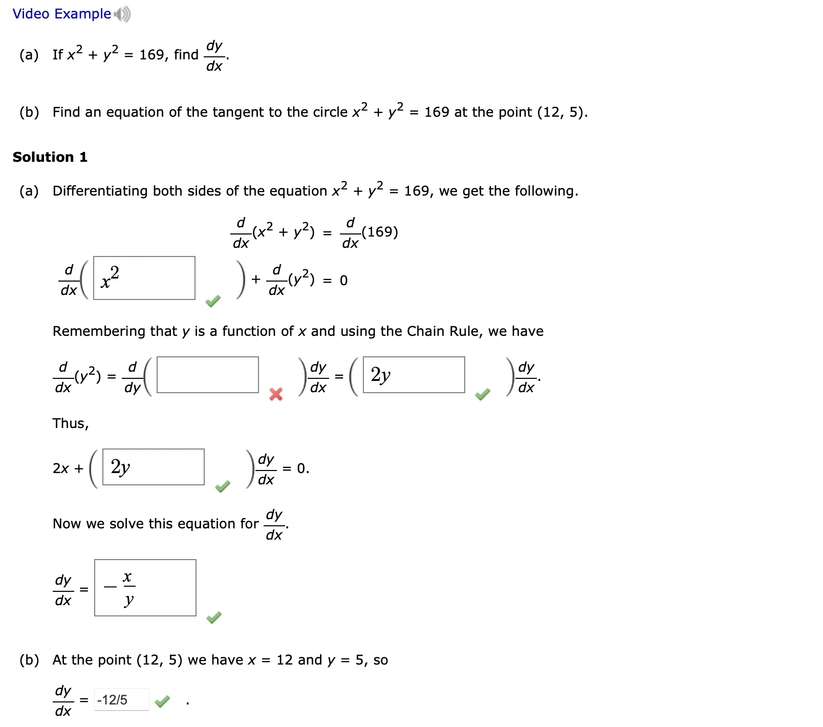 Solved A If X2 Y2 169 Find Dxdy B Find An Equation Of Chegg