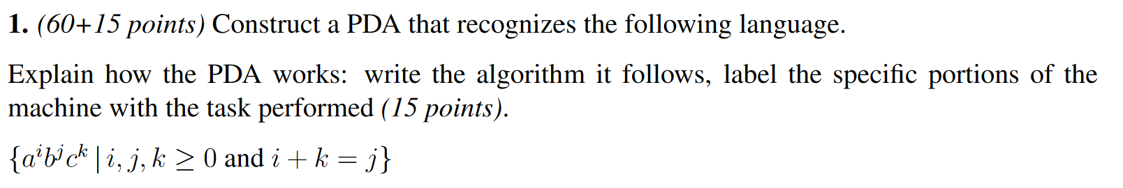 Solved Points Construct A Pda That Recognizes The Chegg