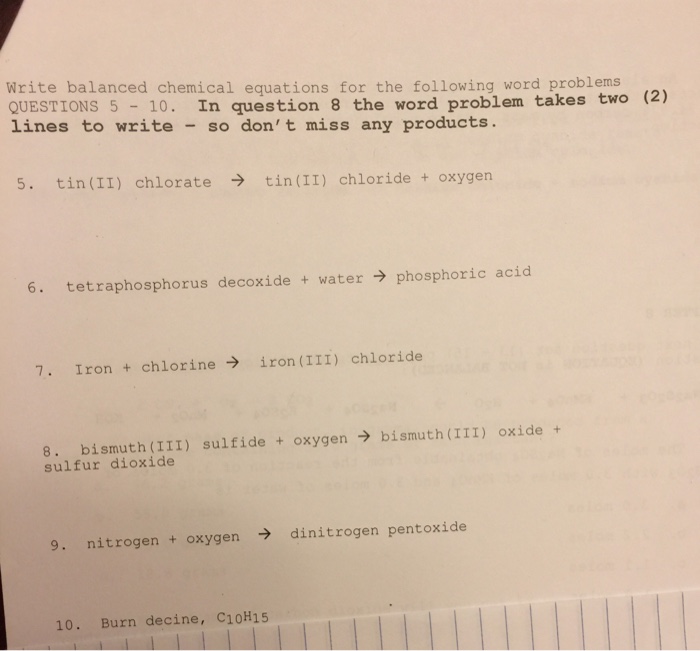 Writing Chemical Equations Word Problems Tessshebaylo