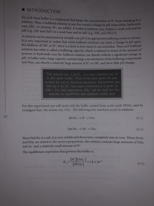 Solved Experiment Buffers Maintaining The Ph Of A Chegg