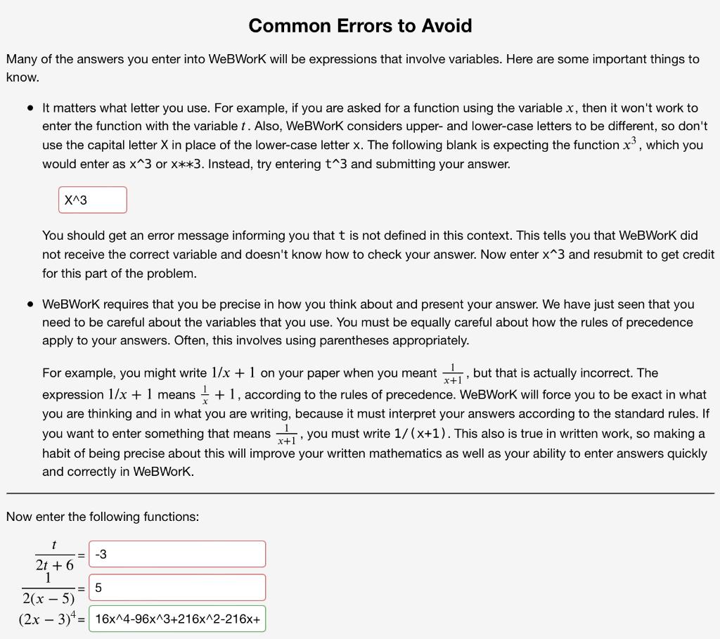 Solved Many Of The Answers You Enter Into WeBWorK Will Be Chegg