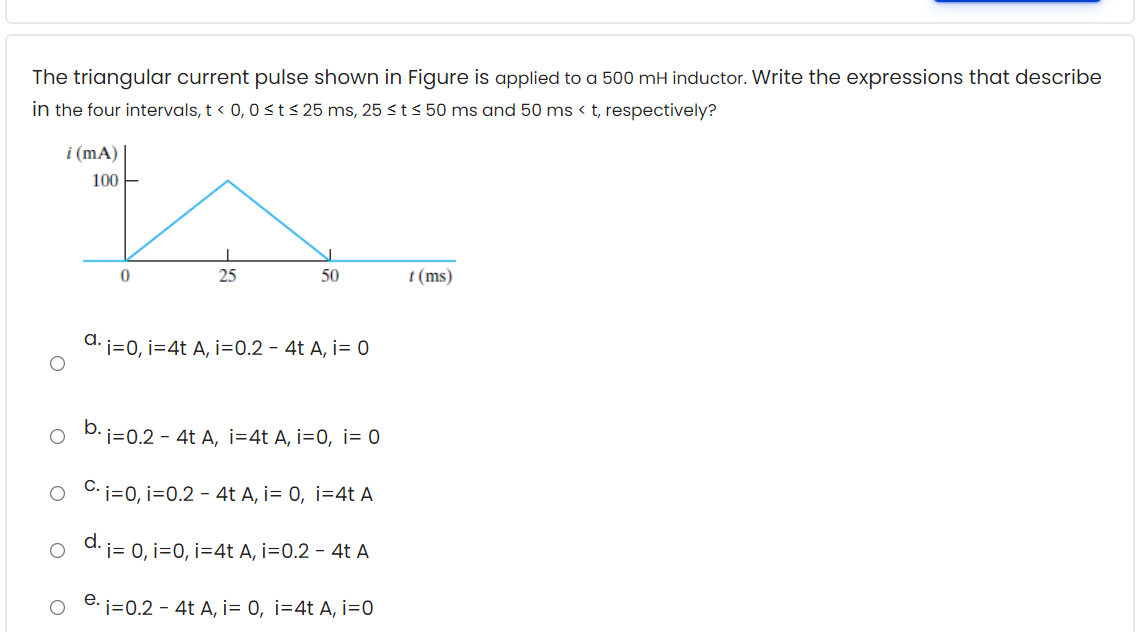 Solved The Triangular Current Pulse Shown In Figure Is Chegg