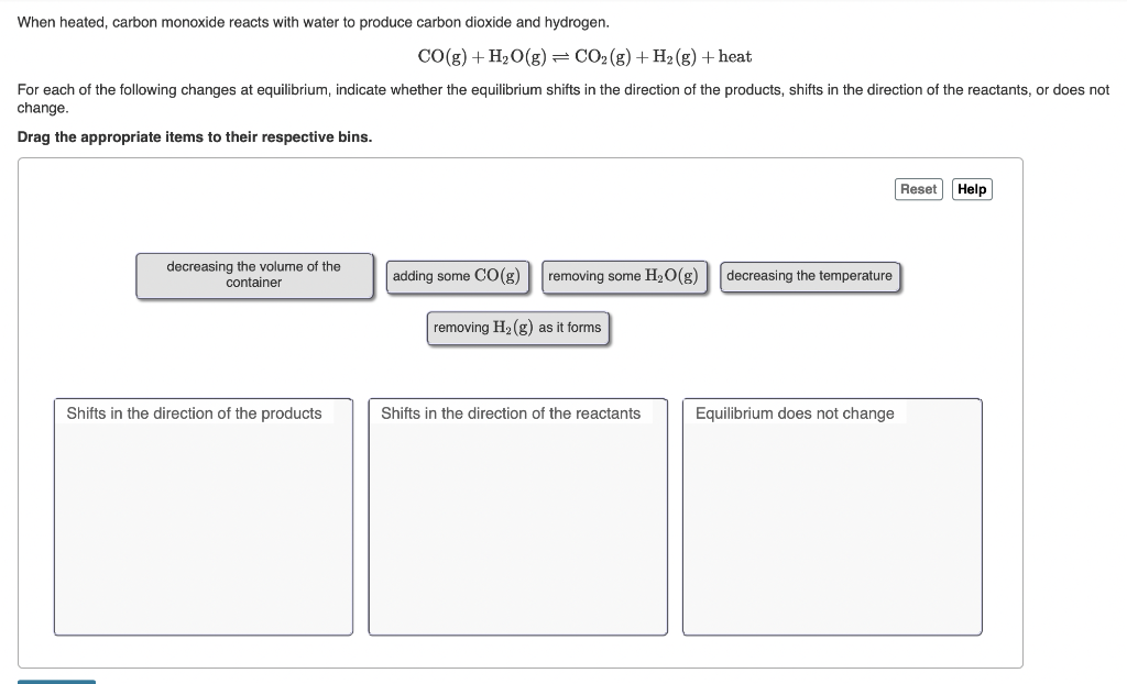 Solved When Heated Carbon Monoxide Reacts With Water To Chegg