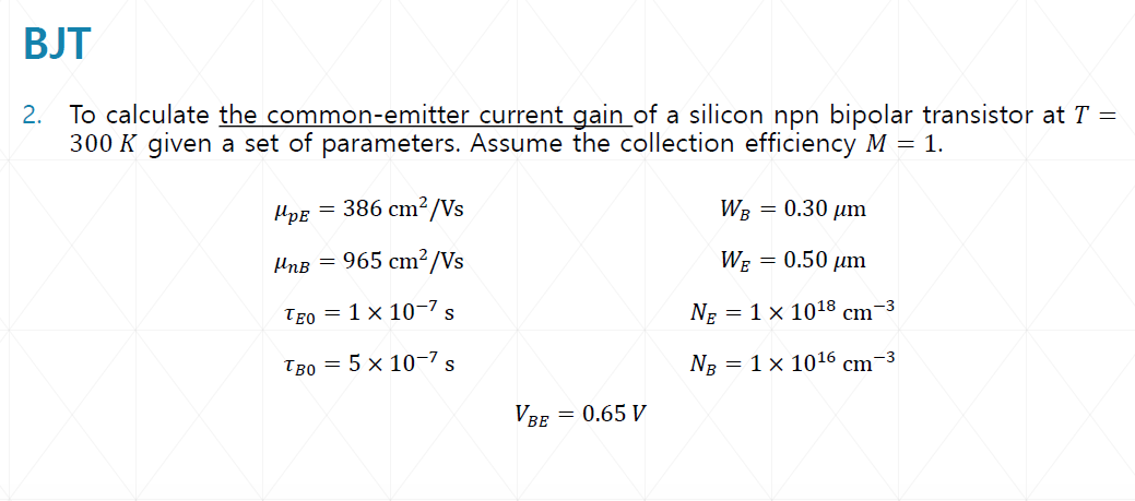 Solved BJT 2 To Calculate The Common Emitter Current Gain Chegg