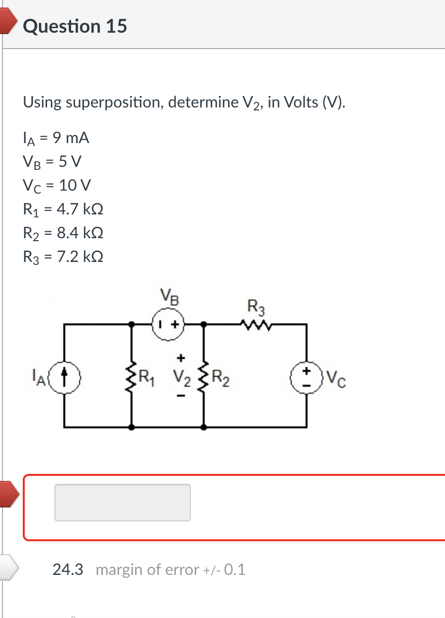 Solved Using Superposition Determine V In Volts V Ia Chegg