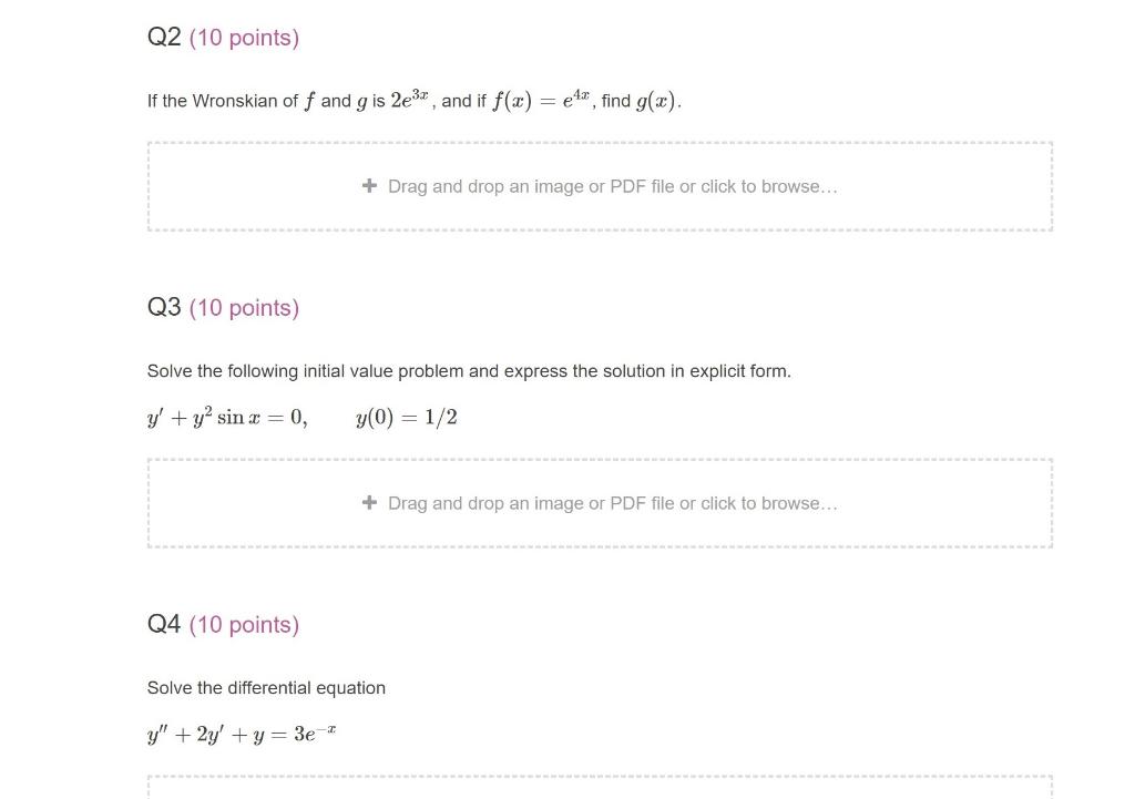 Solved Q Points If The Wronskian Of F And G Is E Chegg