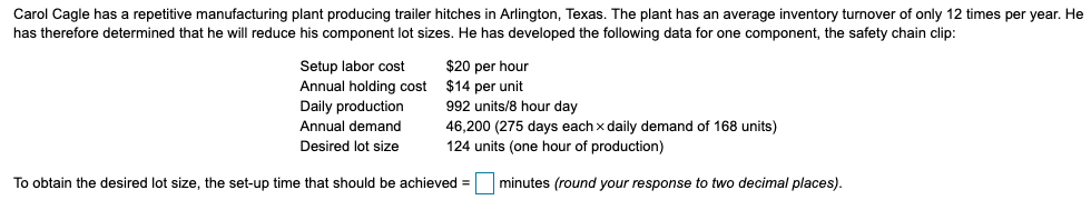 Solved Kanban Container Size Units Round Your Chegg