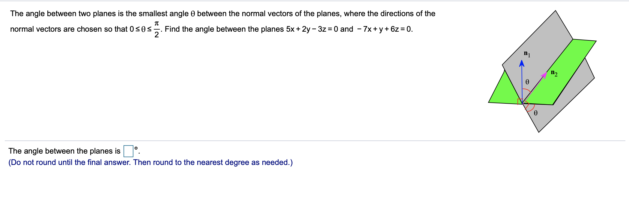 Solved The Angle Between Two Planes Is The Smallest Angle O Chegg