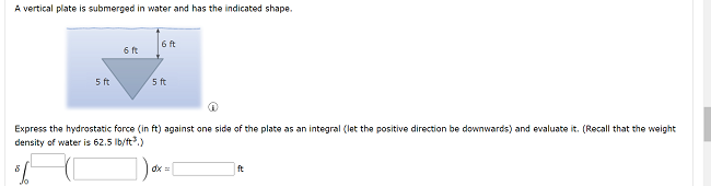 Solved A Vertical Plate Is Submerged In Water And Has The Chegg