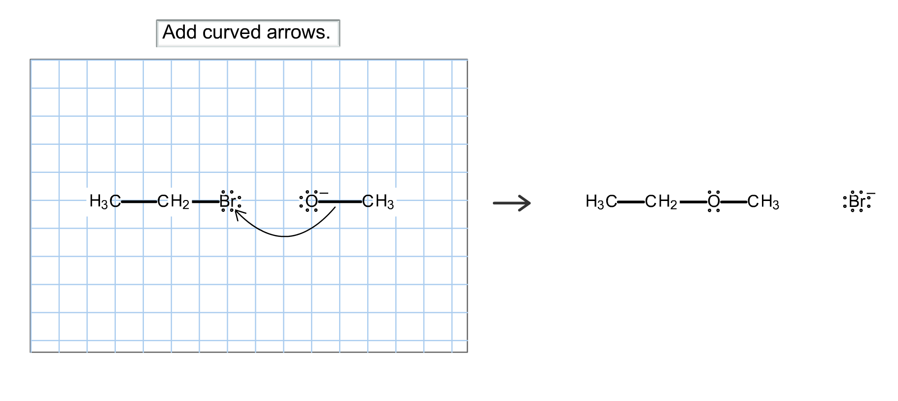 Given the following singlestep reaction, draw the curvedarrow