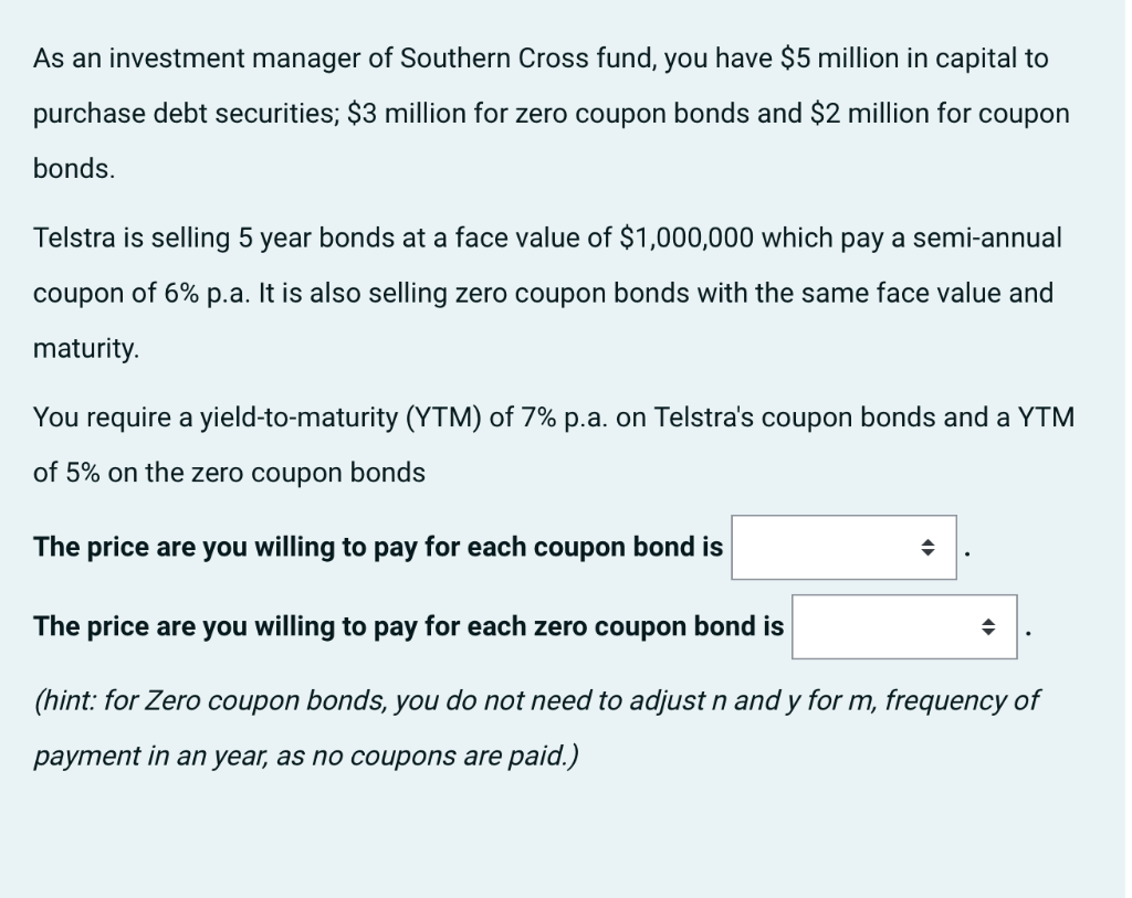 Solved As An Investment Manager Of Southern Cross Fund You Chegg