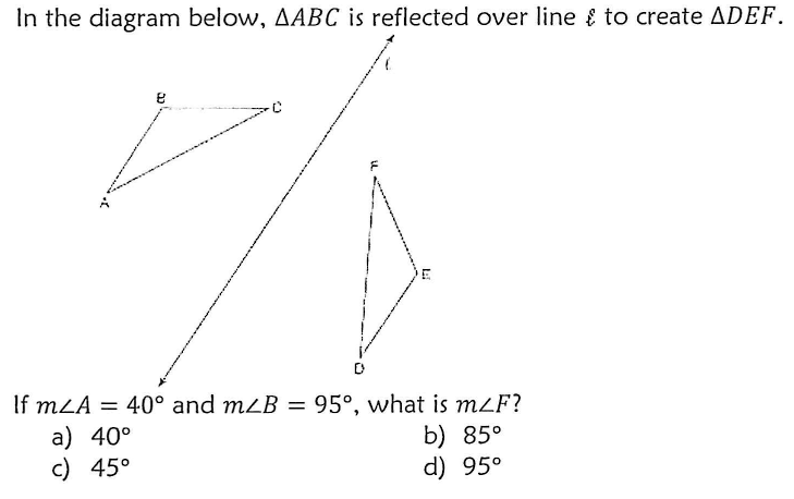 Solved In the diagram below ABC is reflected over line ℓ Chegg