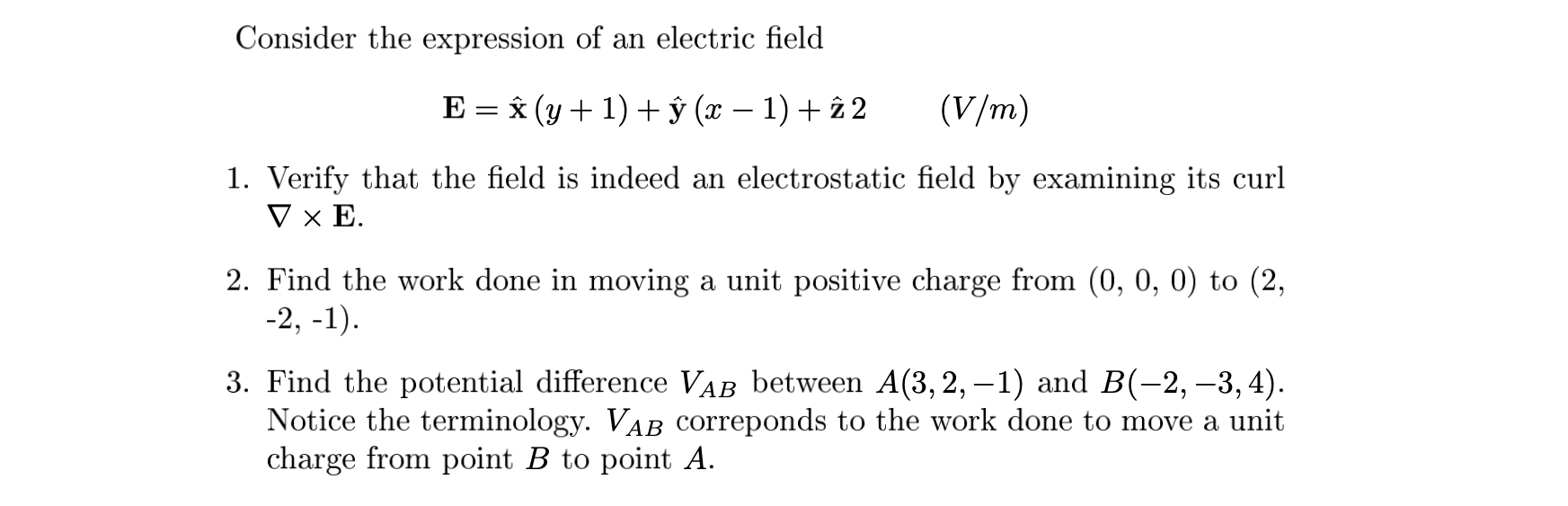 Solved Consider The Expression Of An Electric Field Chegg