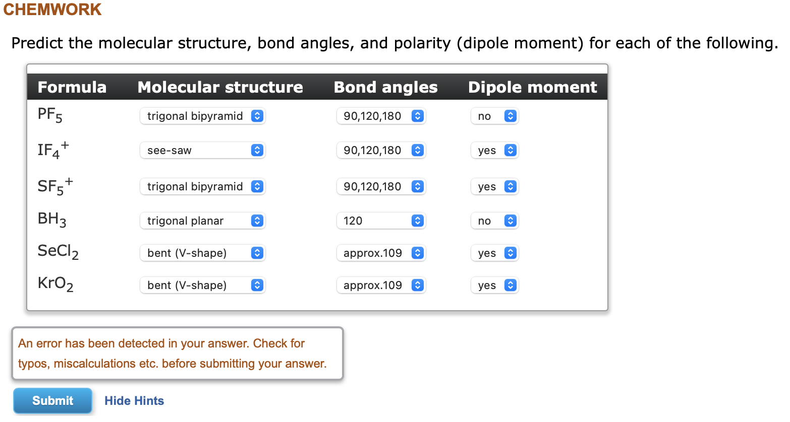 Solved Chemwork Predict The Molecular Structure Bond Chegg