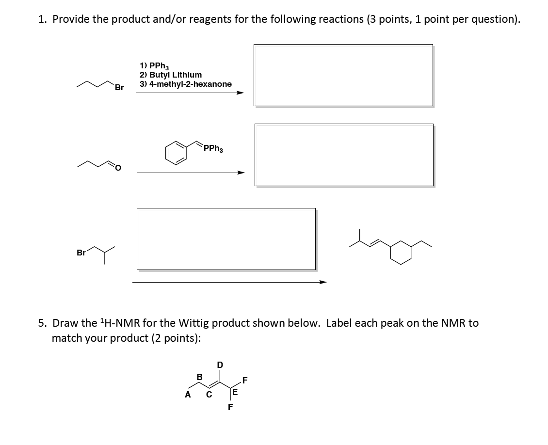 Solved Draw The 1H NMR For The Wittig Product Shown Below Chegg