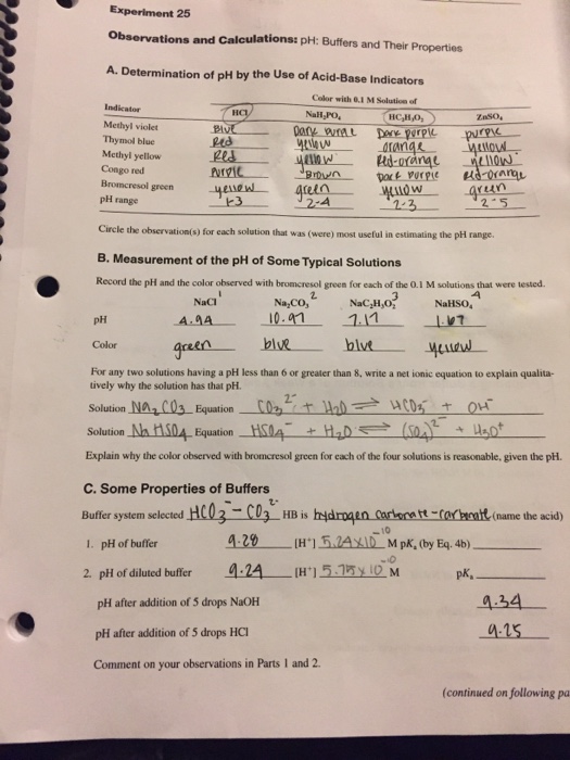 Solved Exp Ph Measurements Buffers And Their Properties Chegg