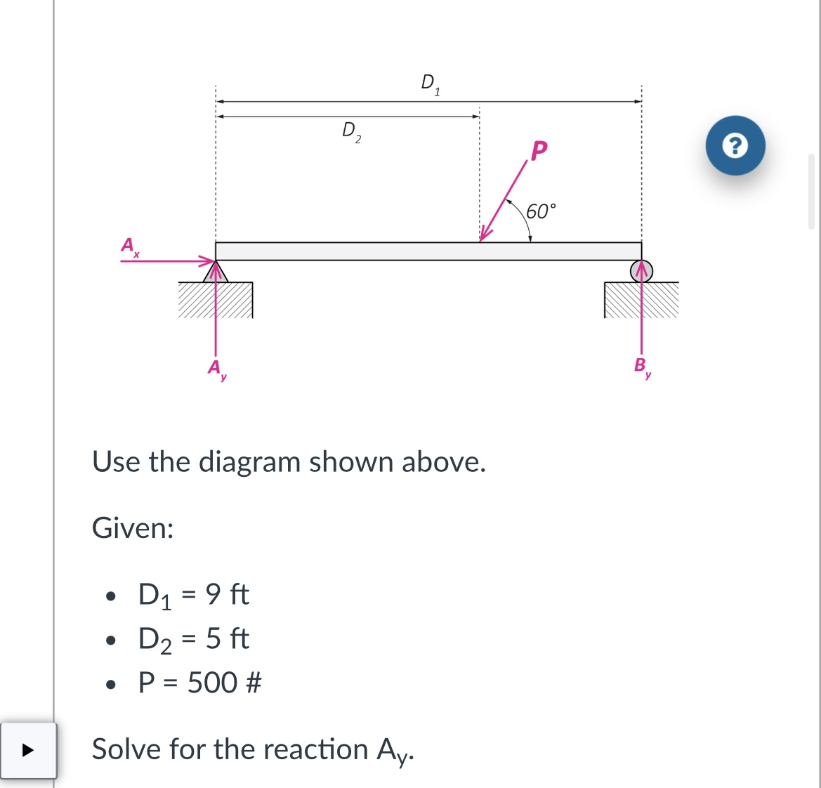 Solved Use The Diagram Shown Above Given D Ft D Ft Chegg