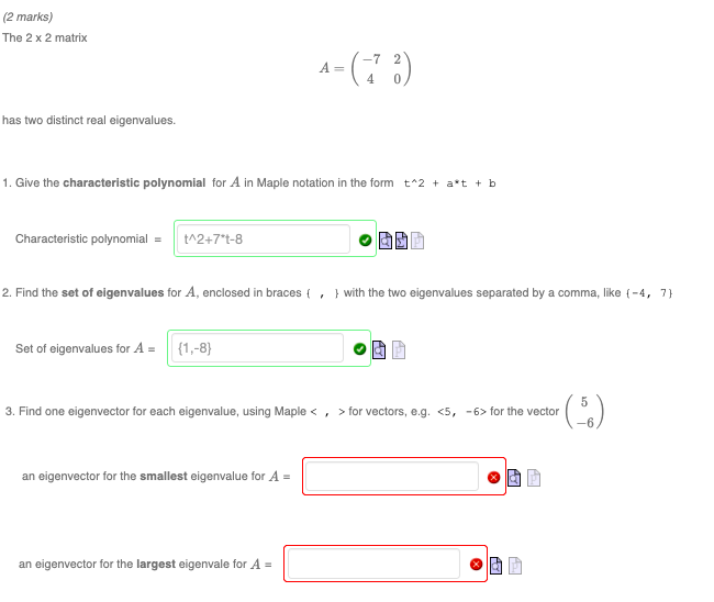 Solved 2 Marks The 2 X 2 Matrix Has Two Distinct Real