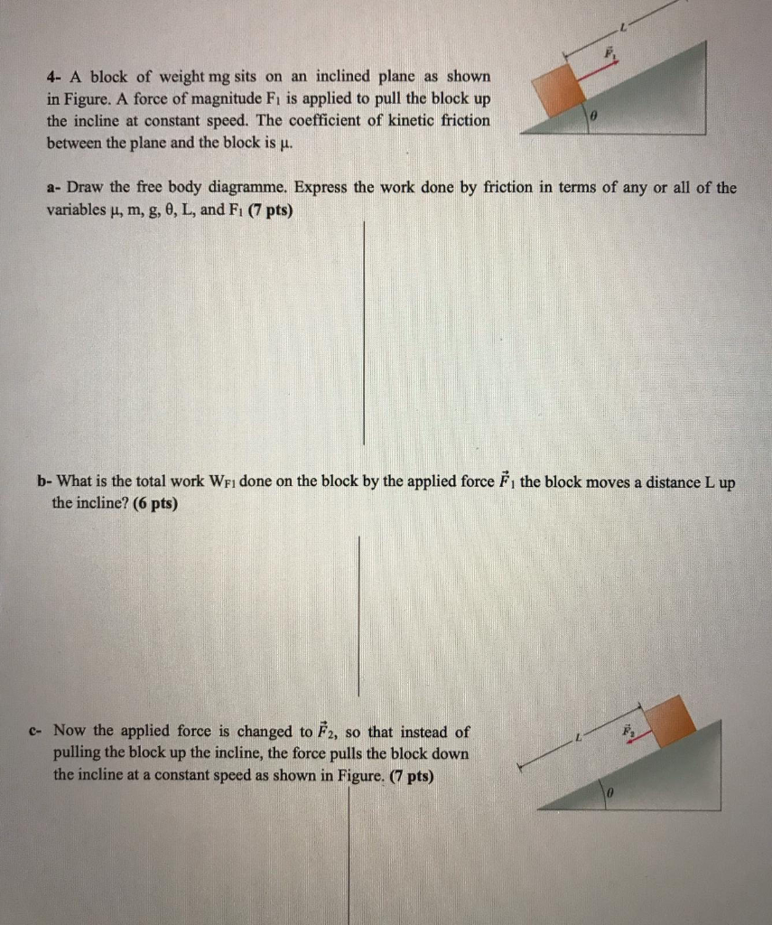 Solved 4 A Block Of Weight Mg Sits On An Inclined Plane As Chegg