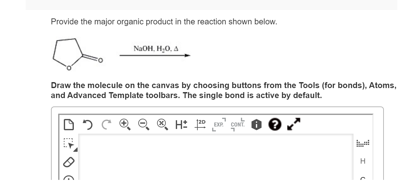 Solved Provide The Major Organic Product In The Reaction Chegg