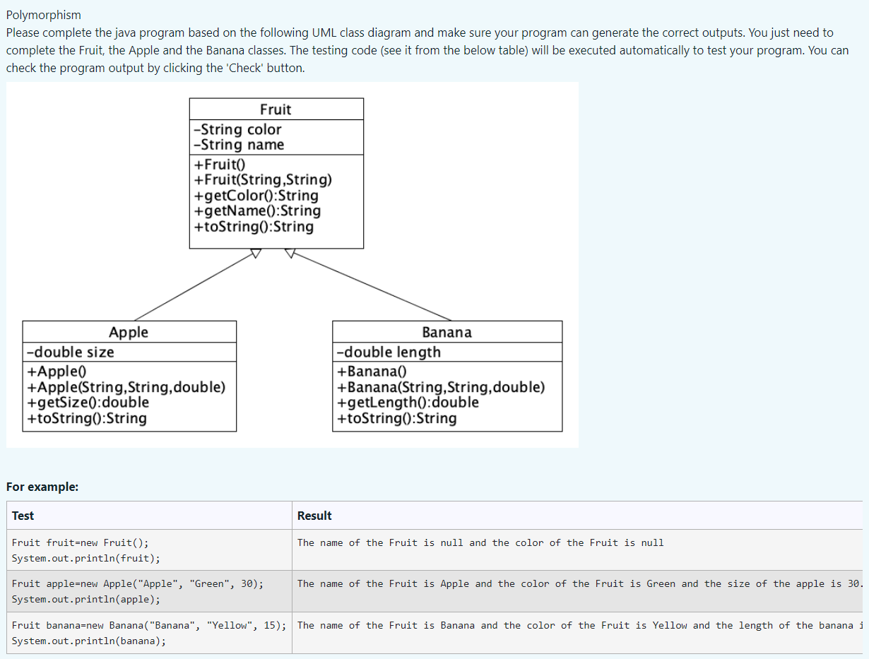 Solved Polymorphism Please Complete The Java Program Based Chegg