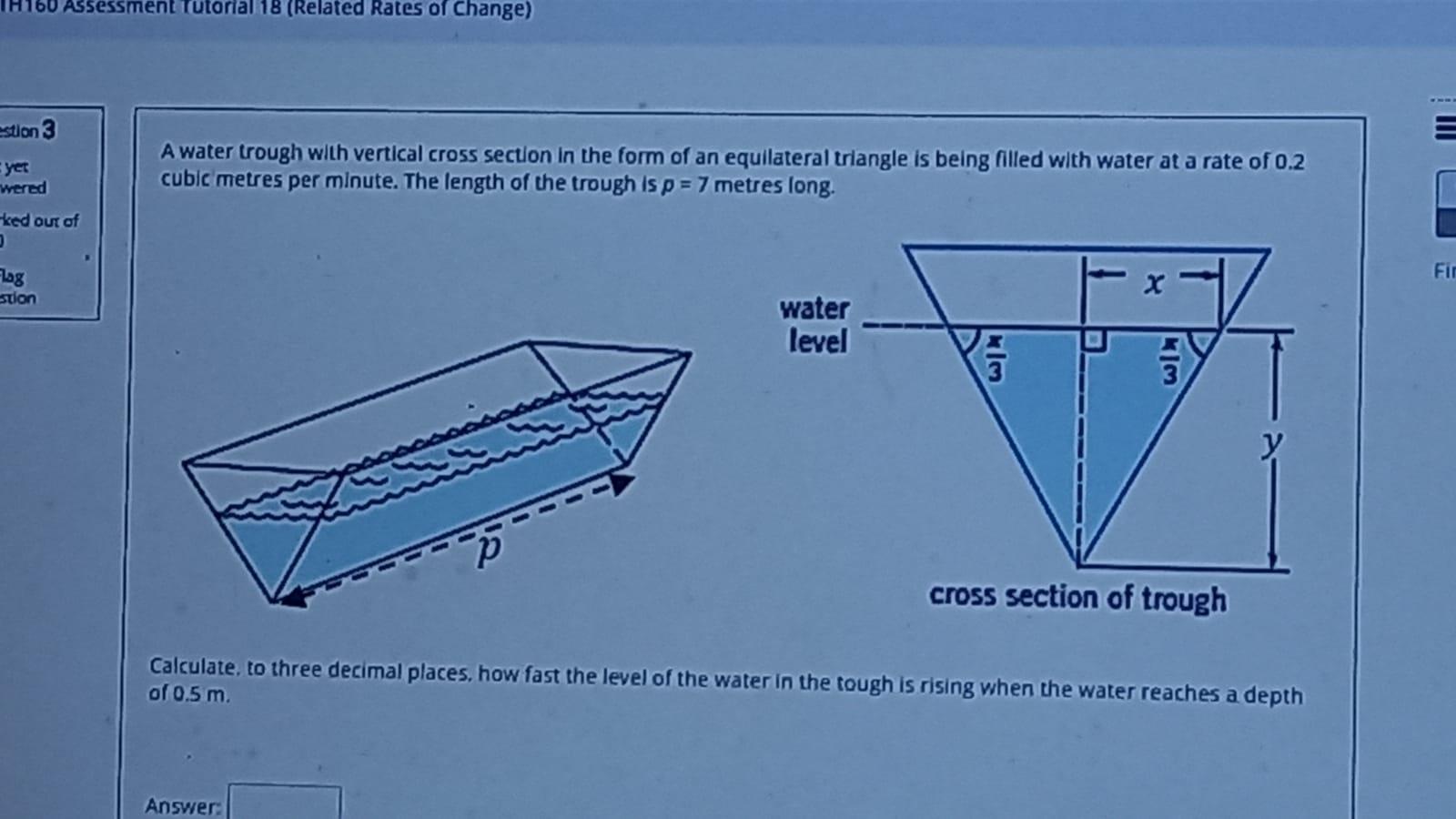 Solved A Water Trough With Vertical Cross Section In The Chegg