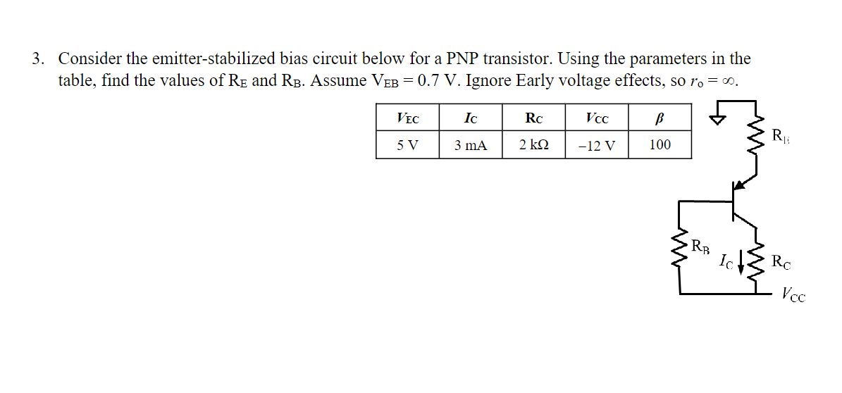 Solved Consider The Emitter Stabilized Bias Circuit Below Chegg