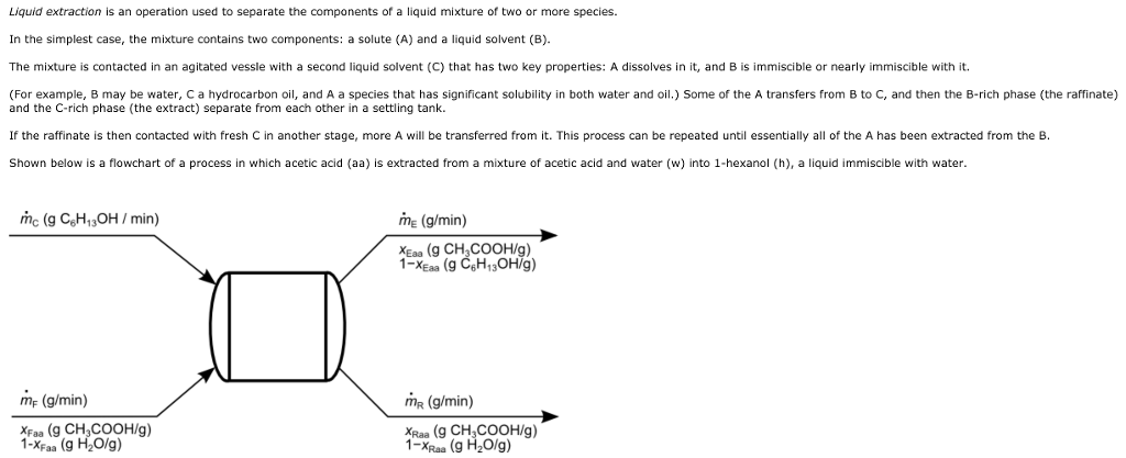 Solved Liquid Extraction Is An Operation Used To Separate Chegg