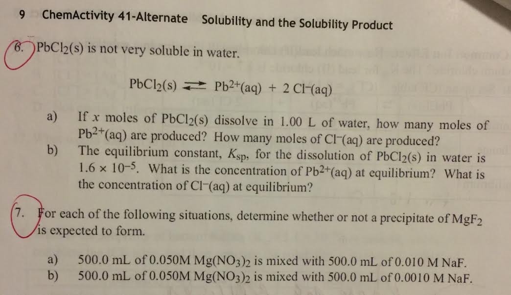 9 ChemActivity 41-Alternate Solubility And The | Chegg.com