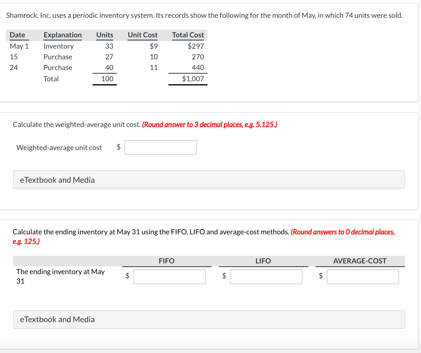 Solved Shamrock Inc Uses A Periodic Inventory System Its Chegg