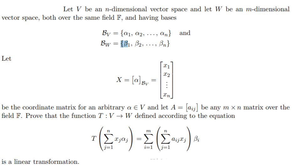 Solved Let V Be An N Dimensional Vector Space And Let W Be Chegg