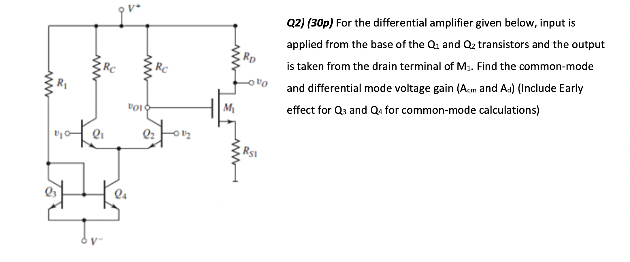 Solved Q P For The Differential Amplifier Given Below Chegg