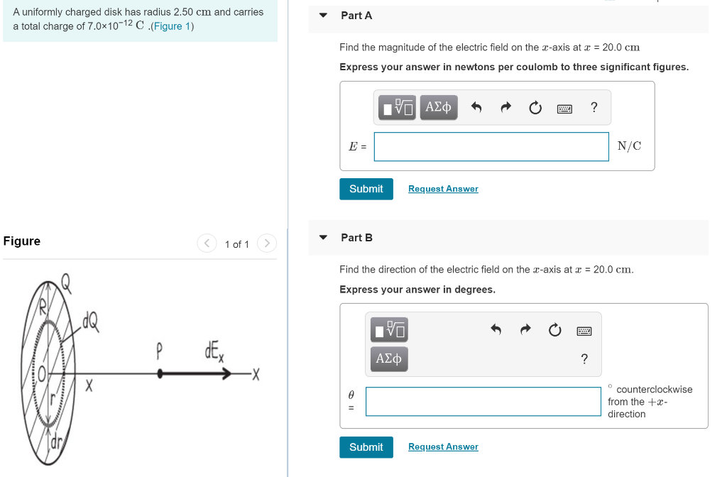 Solved A Uniformly Charged Disk Has Radius Cm And Chegg