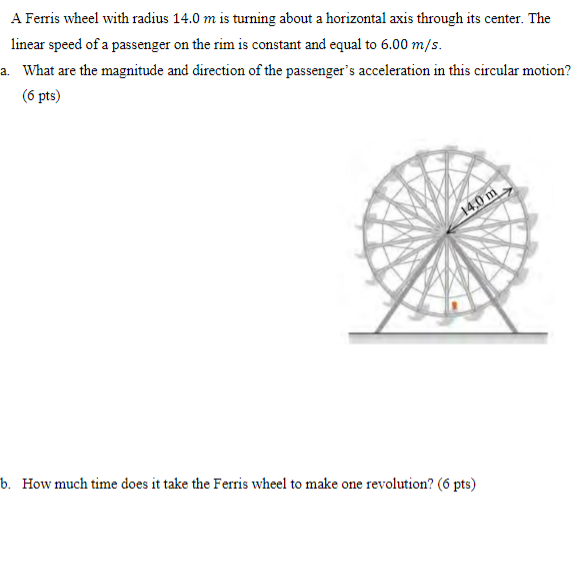 Solved A Ferris Wheel With Radius M Is Turning About A Chegg