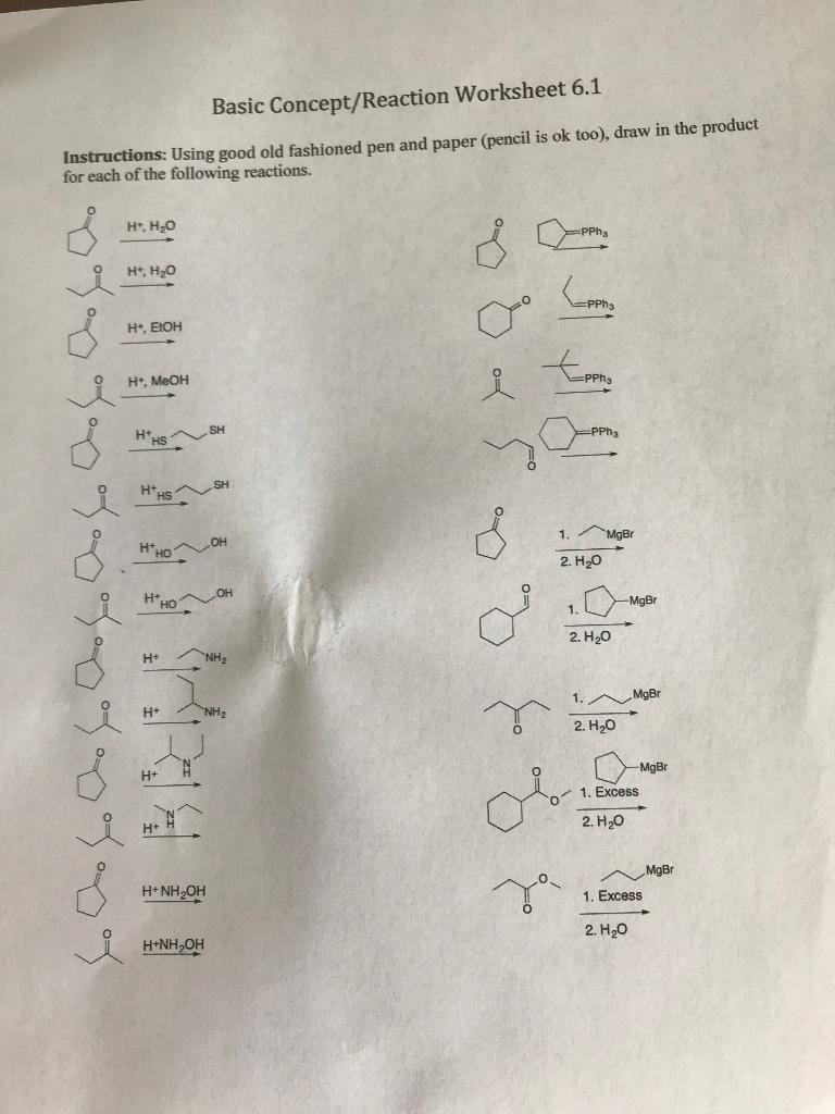 Solved Basic Concept Reaction Worksheet 6 1 Instructions Chegg