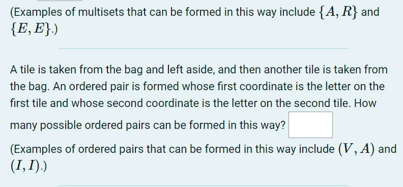 Solved Examples Of Multisets That Can Be Formed In This Way Chegg