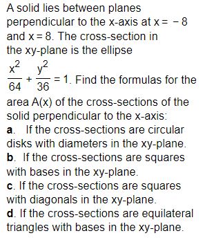 Solved A Solid Lies Between Planes Perpendicular To The Chegg