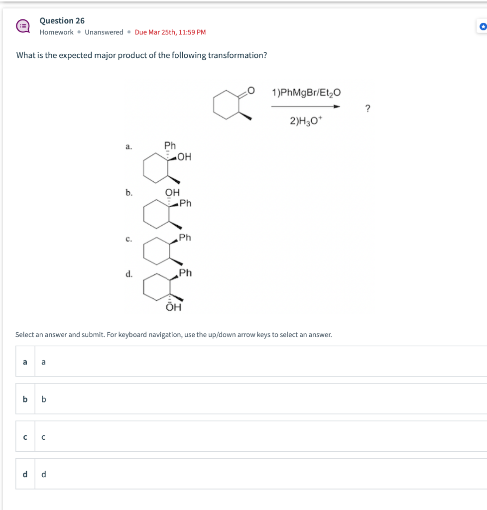 Solved What Is The Expected Major Product Of The Following Chegg